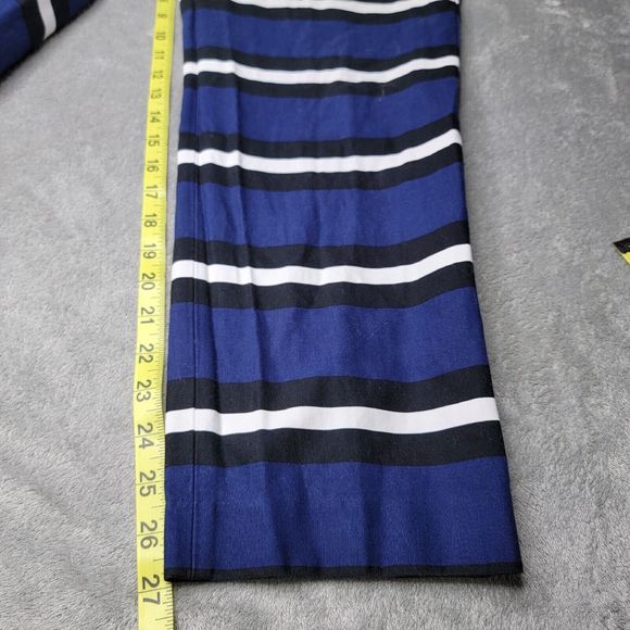 Express Editor Blue/Black/White striped Ankle Pants Size 12R - Picture 8 of 8